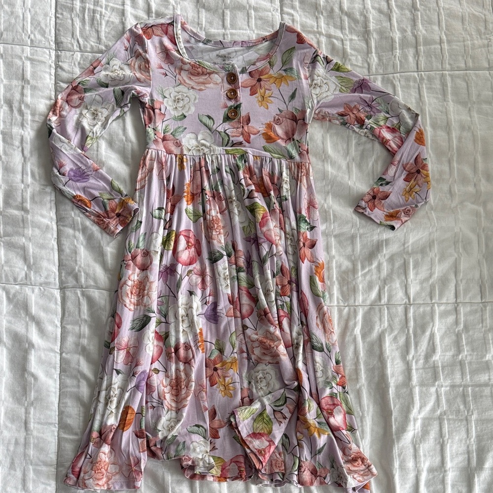 Posh Peanut Floral Buttoned Dress - Pink, Yellow, Green